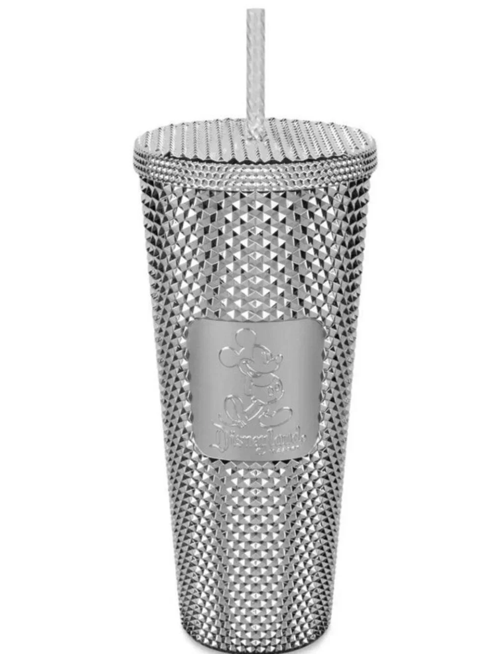 Disney Parks Silver Chrome Studded Disneyland X Starbucks Venti Tumbler NIB NWT